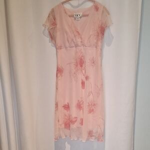 Pink Floral Dress by DBY Babydoll Sheer Layer Size 11/12 Y2K